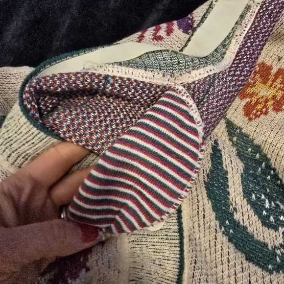 Bogner Vintage Floral Embroidered Beige Cardigan Soze 6 Cotton/Silk - Picture 14 of 16